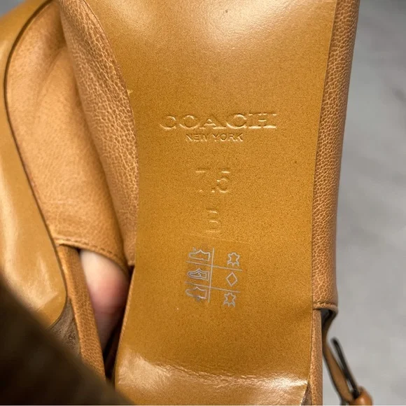 Coach Tan Leather Peep-Toe Slingback Booties - Picture 8 of 11